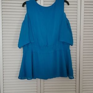 LANE BRYANT aquamarine sheer cold shoulder…